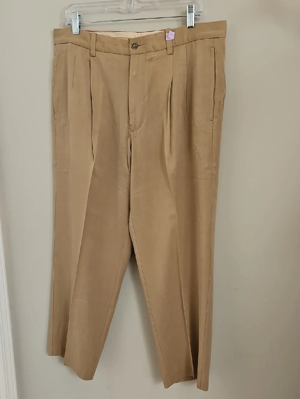 Tommy Bahama Men’s Silk & Bamboo Pleated Trousers 34x30 Tan Khaki